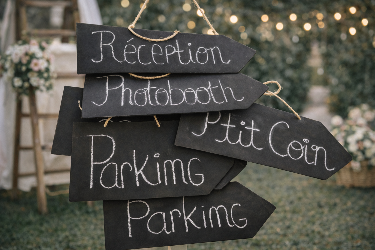 Pancarte de direction en bois couleur ardoise lot de 7