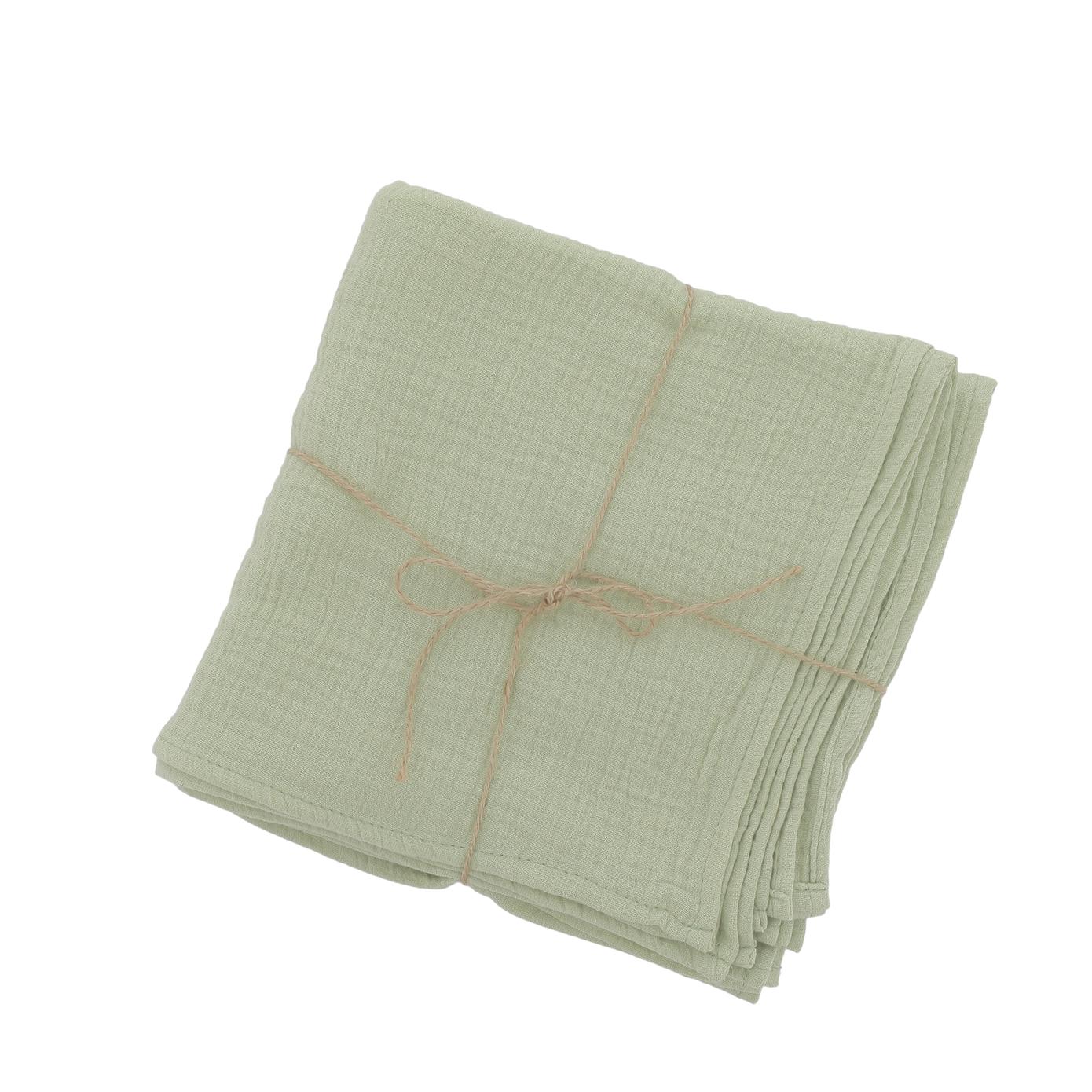 Serviettes de table gaz de coton vert sauge