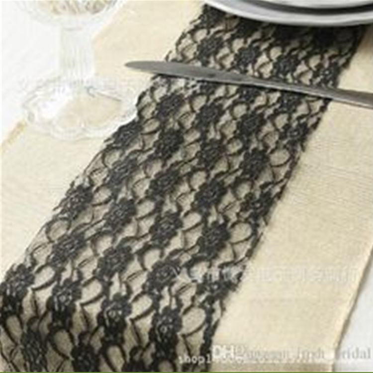 chemin de table dentelle - noir