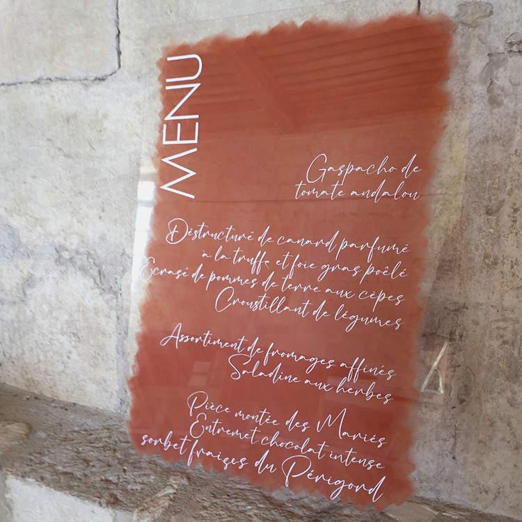 panneau menu plexi - 50x90 cm