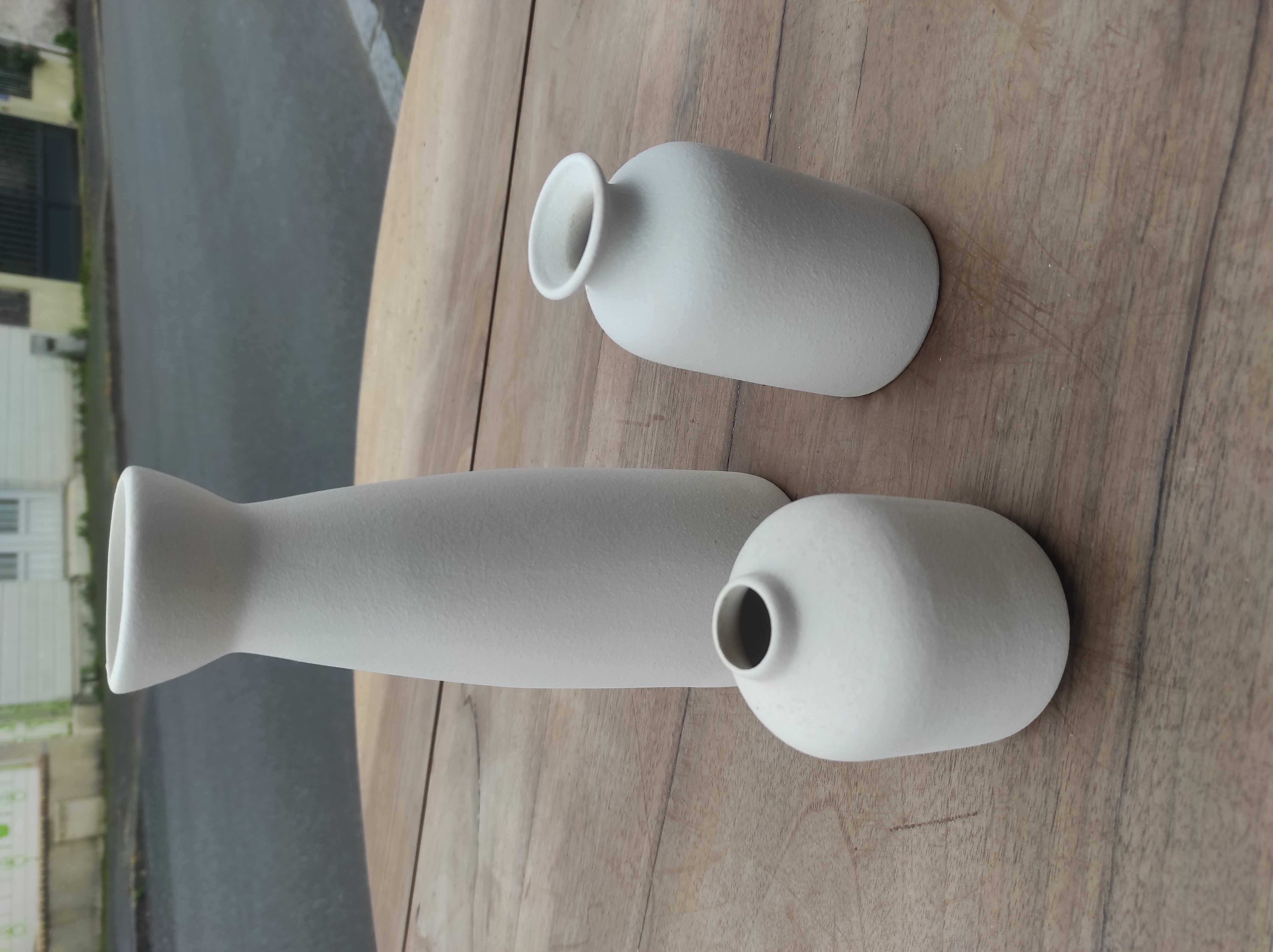 Lot de 3 vases terre cuite blanc