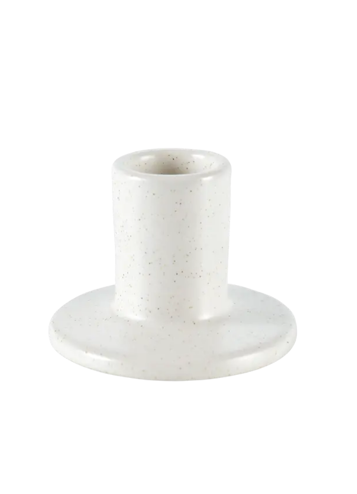 ARMOISE - Bougeoir grès blanc cassé petit