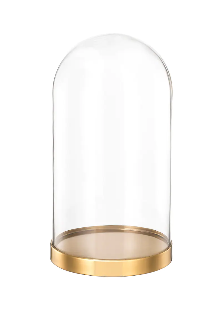 GARDENIA - Cloche en verre avec socle doré