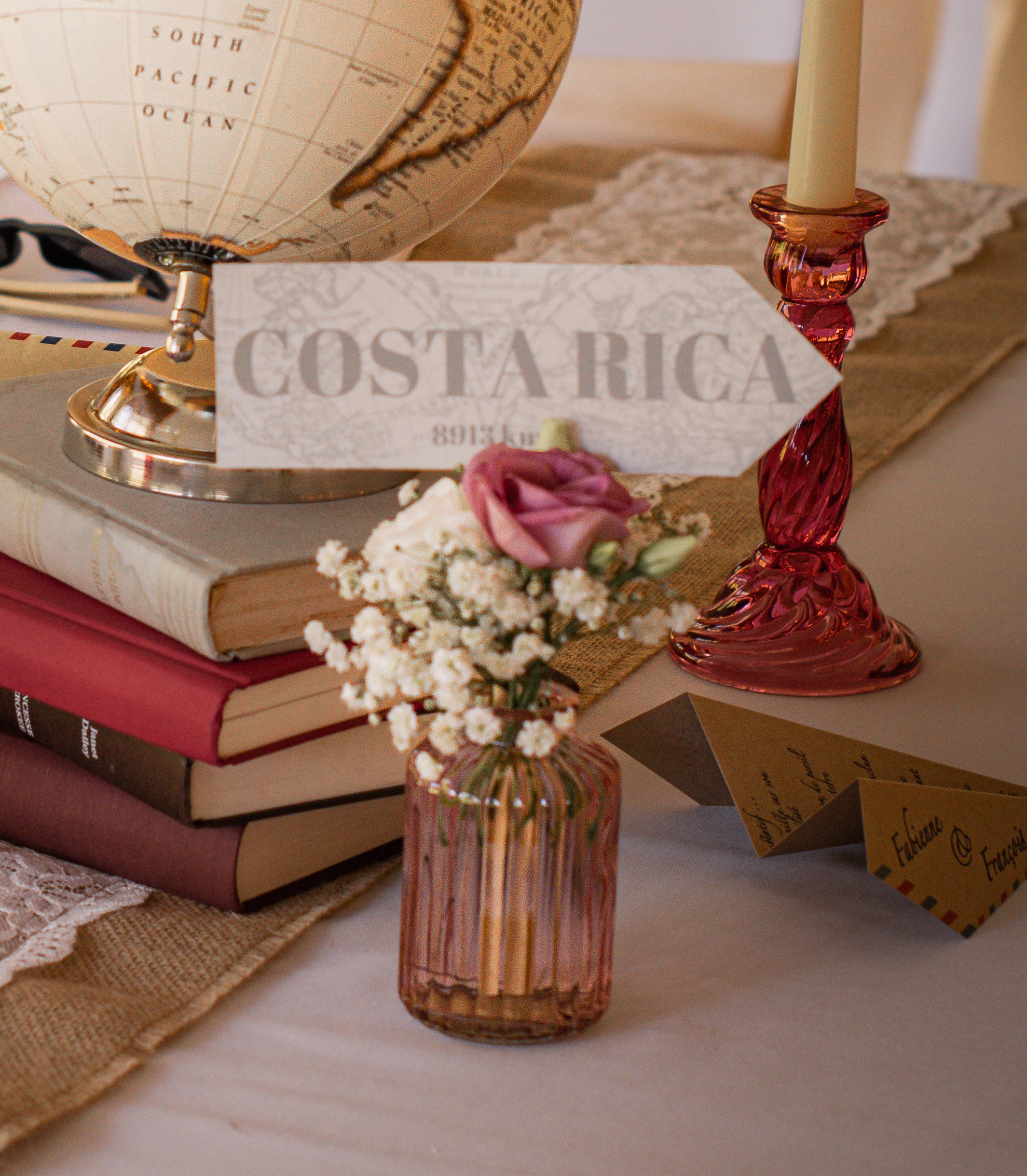 Flèche numéro de table thème voyage