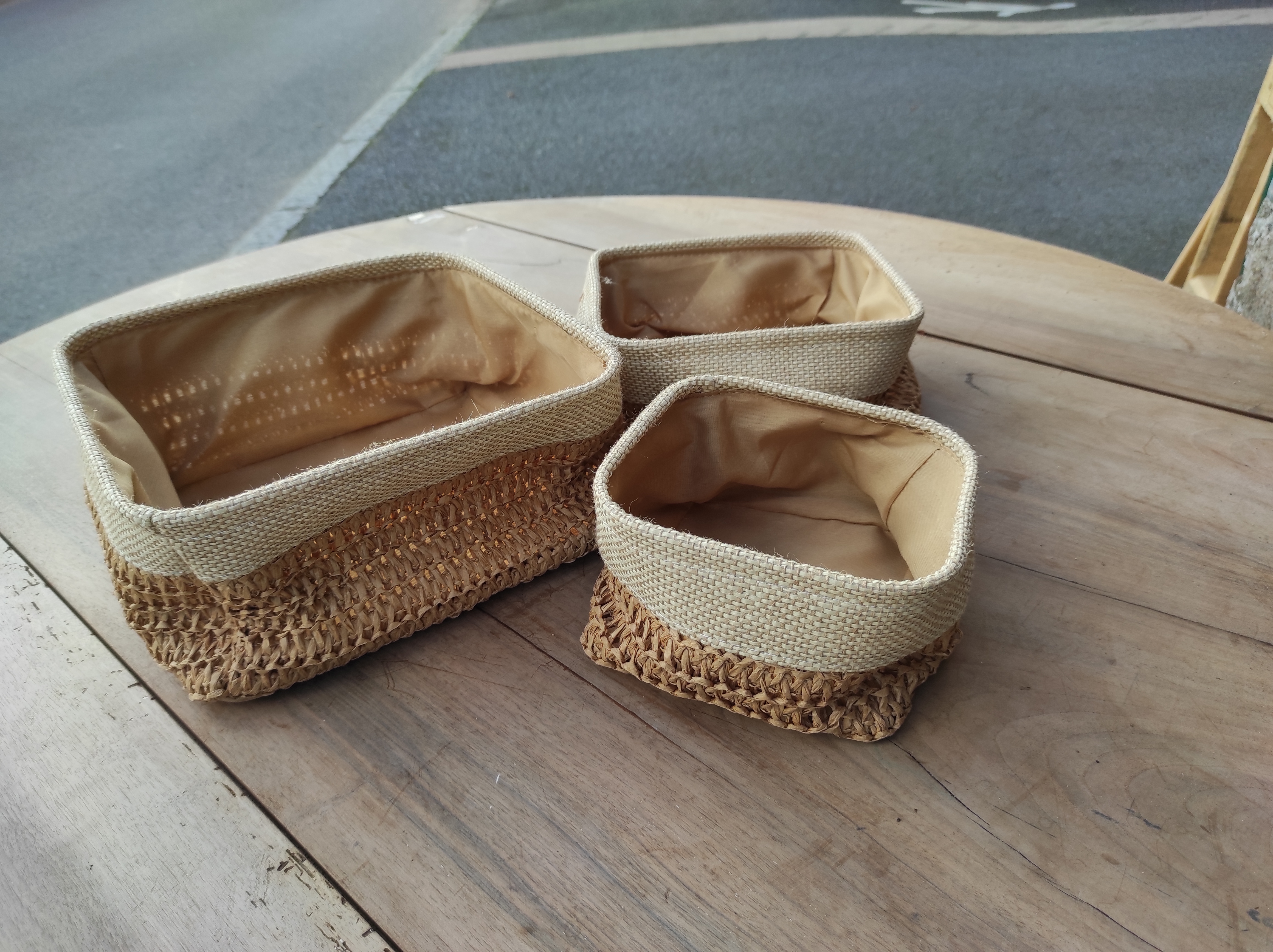 Lot de 3 paniers jute