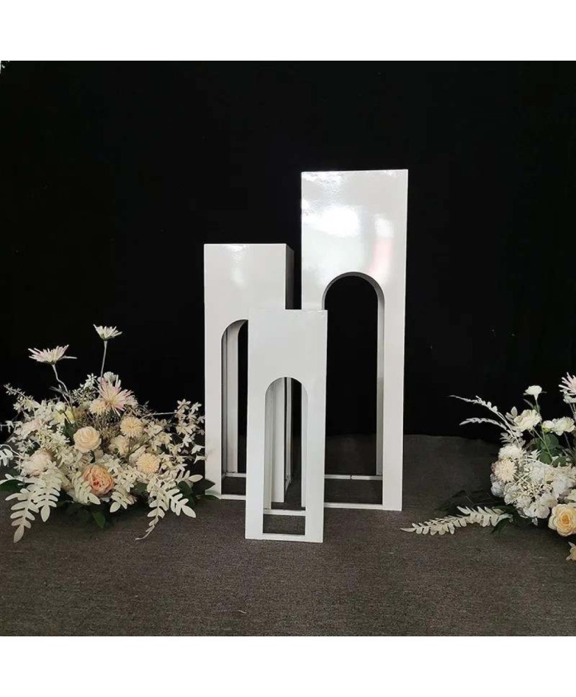 Set 3 colonnes blanches gigogne métal