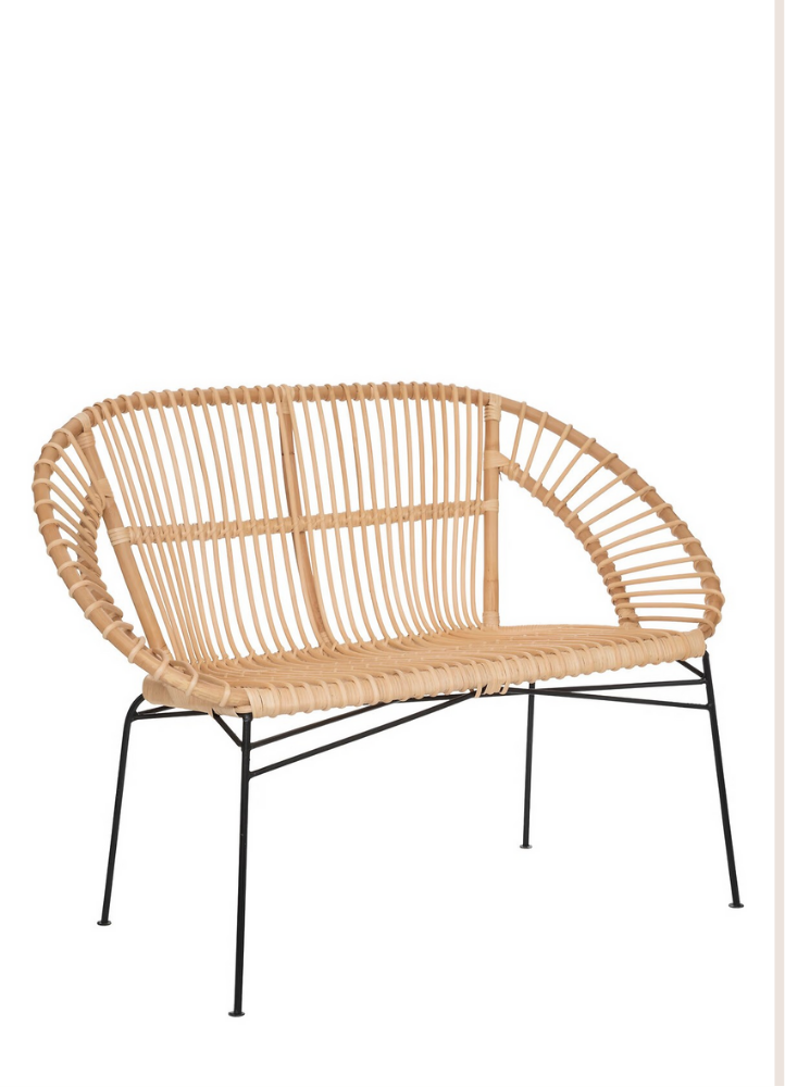 HÉVÉA - Canapé rotin et metal