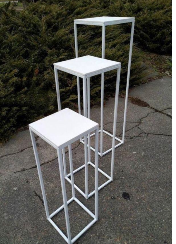 ASARINE - Set de 3 colonnes metal blanc