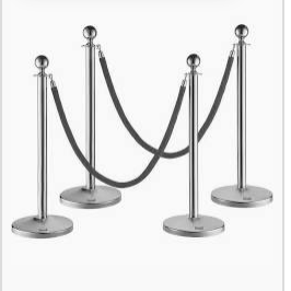 Poteaux Guidage type cinéma - Lot de 4 + 2 cordes.