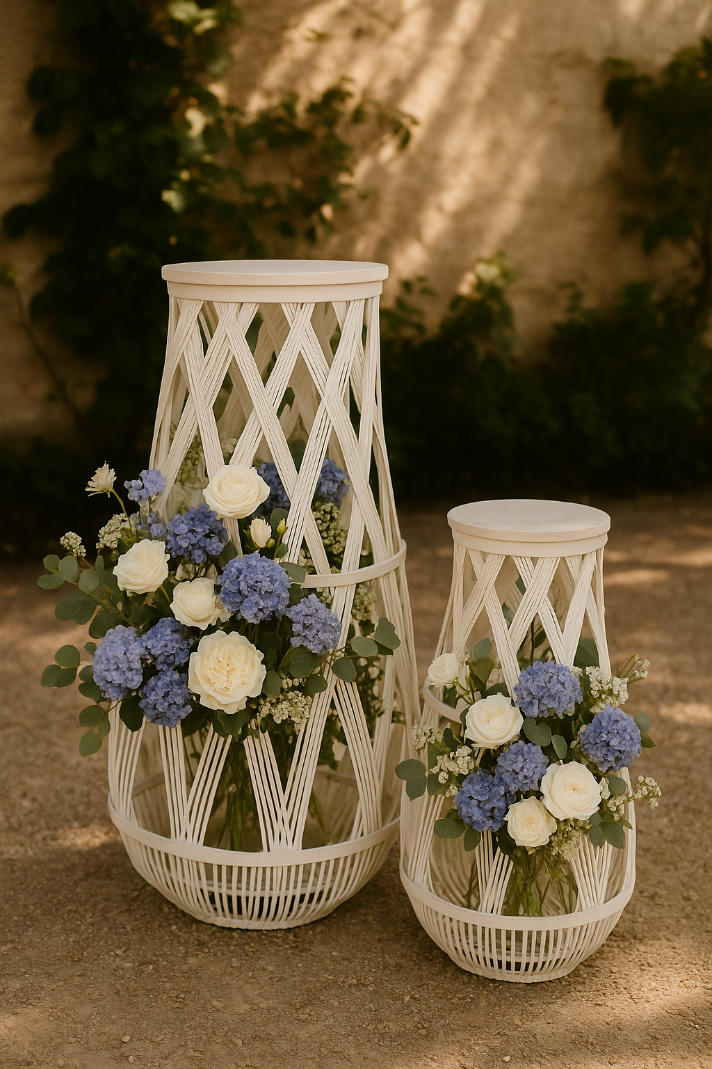 Pot Lanterne en osier blanc 53cm