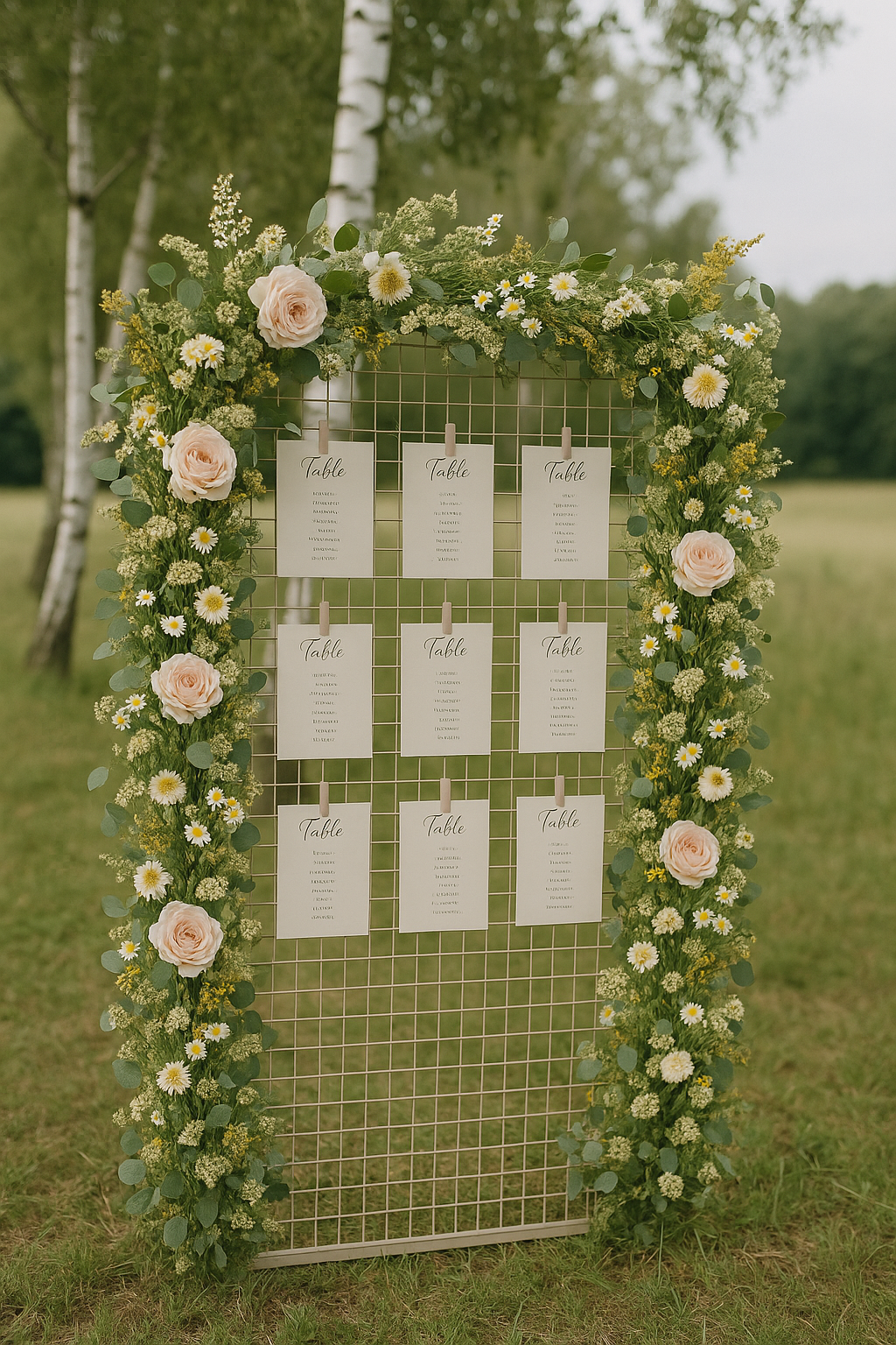 Plan de table structure cadrillée blanc