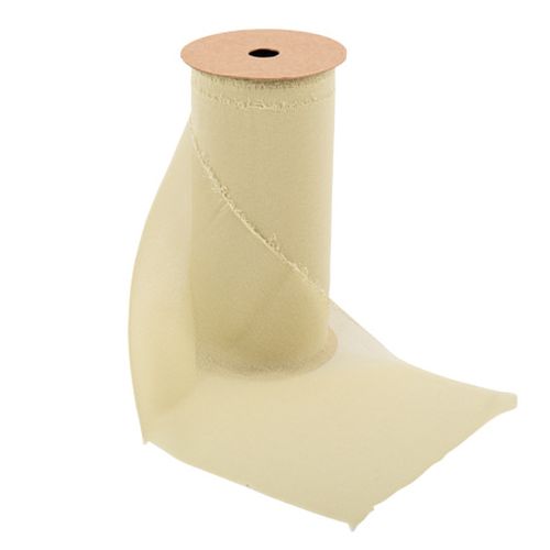 Chemin de Table Effiloché Mousseline de Soie Vert Sauge