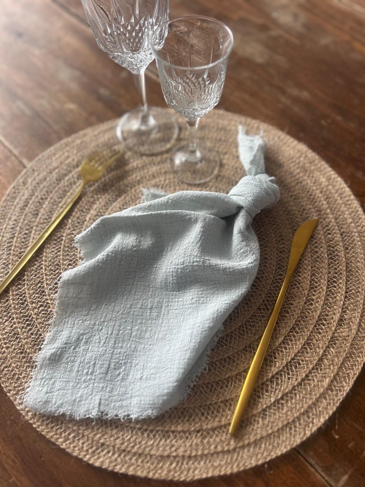 Serviettes vert sauge gaz de coton