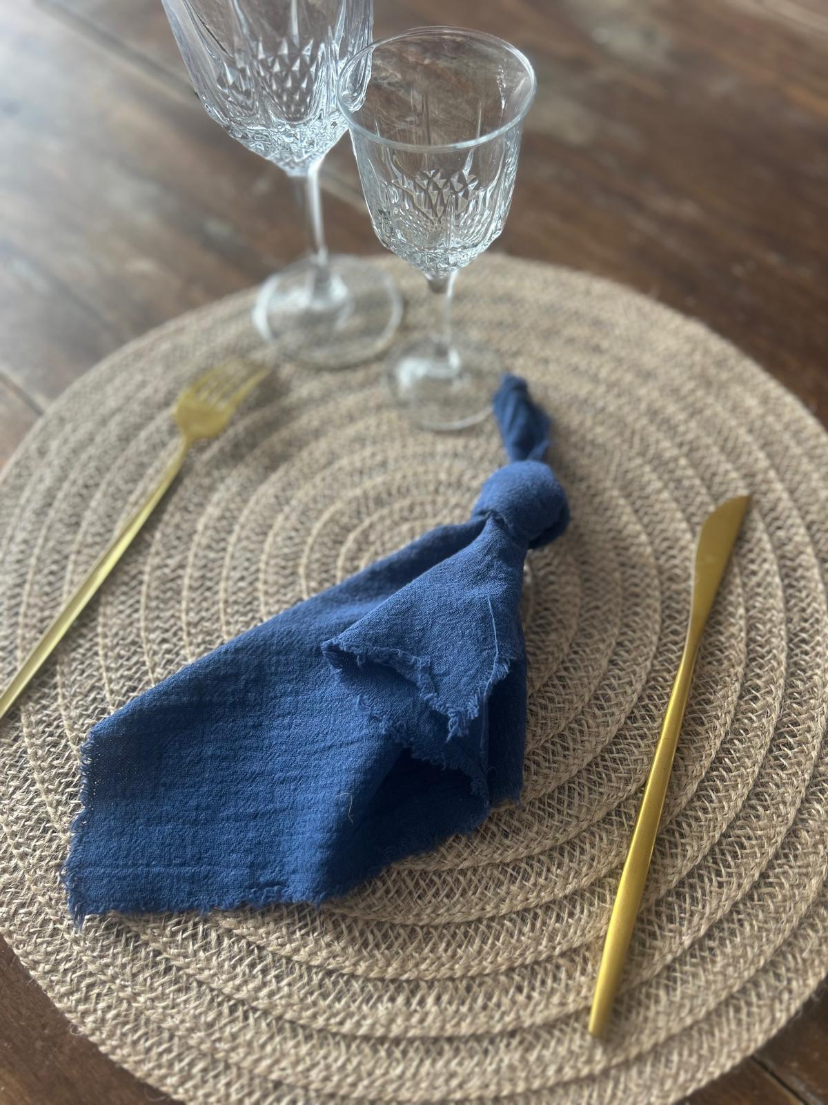 Serviettes bleues nuit gaz de coton