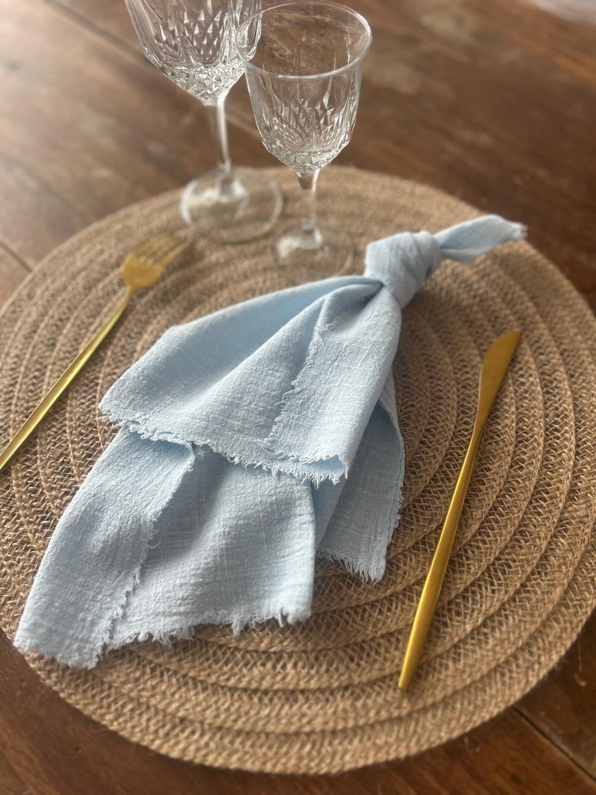 Serviettes bleues poussière gaz de coton