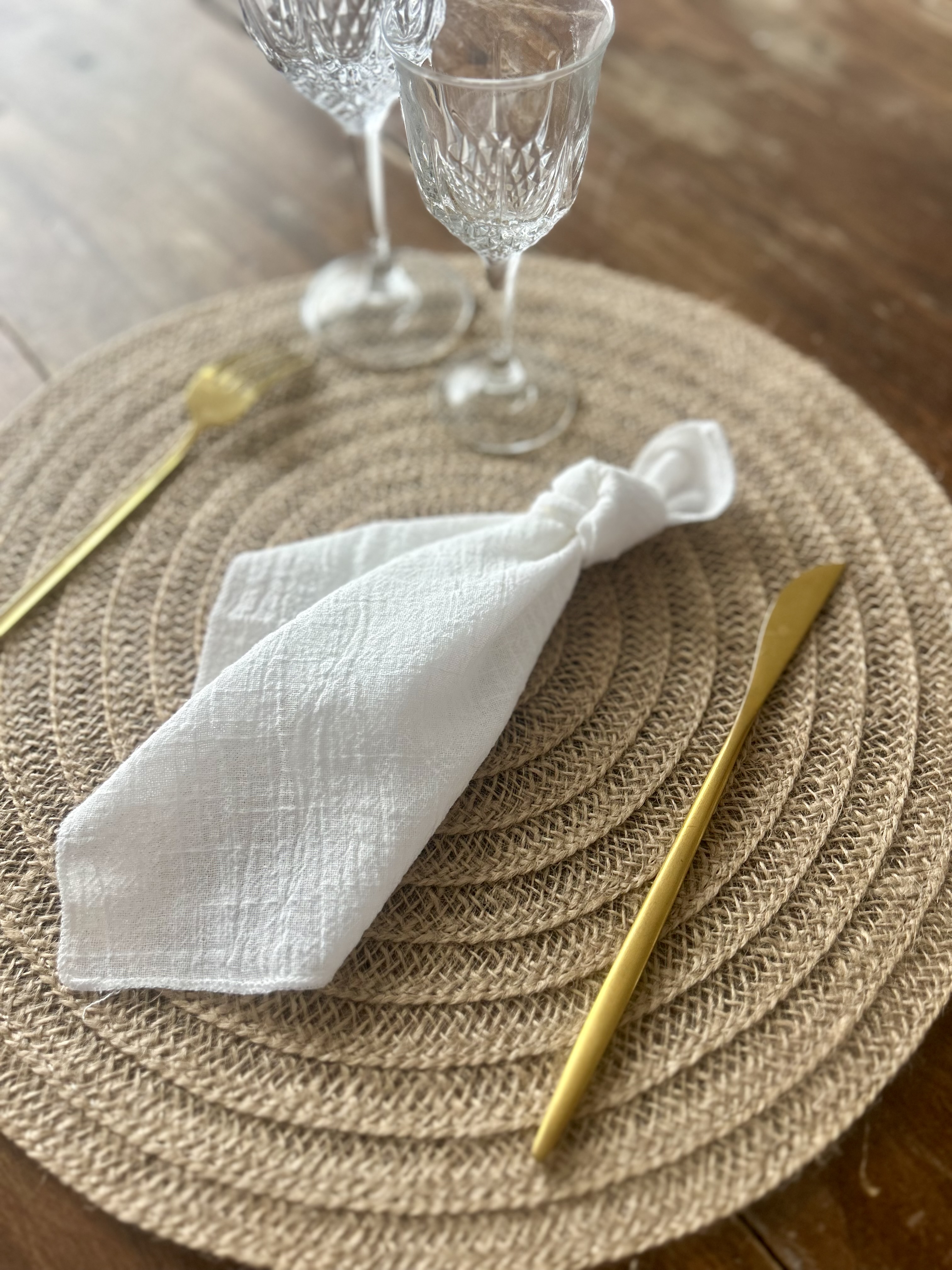 Serviettes blanches gaz de coton