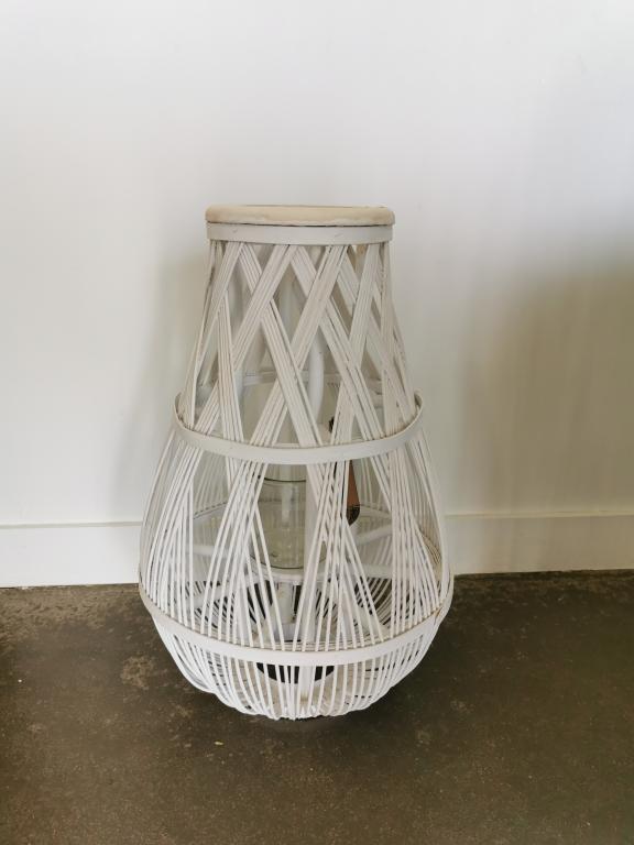 Lanterne en osier blanc 53cm