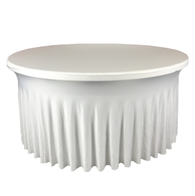 Nappe ronde juponnage blanche table 180