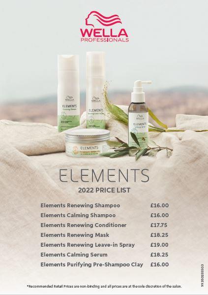 ELEMENTS RRP PRICE LIST 2022