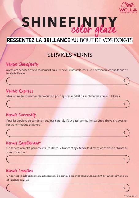 CARTE DES SERVICES - SHINEFINITY