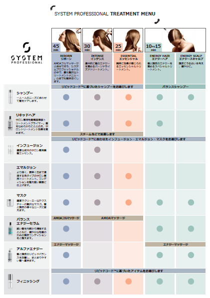 システムプロフェッショナル トリートメントメニュー一覧_縦