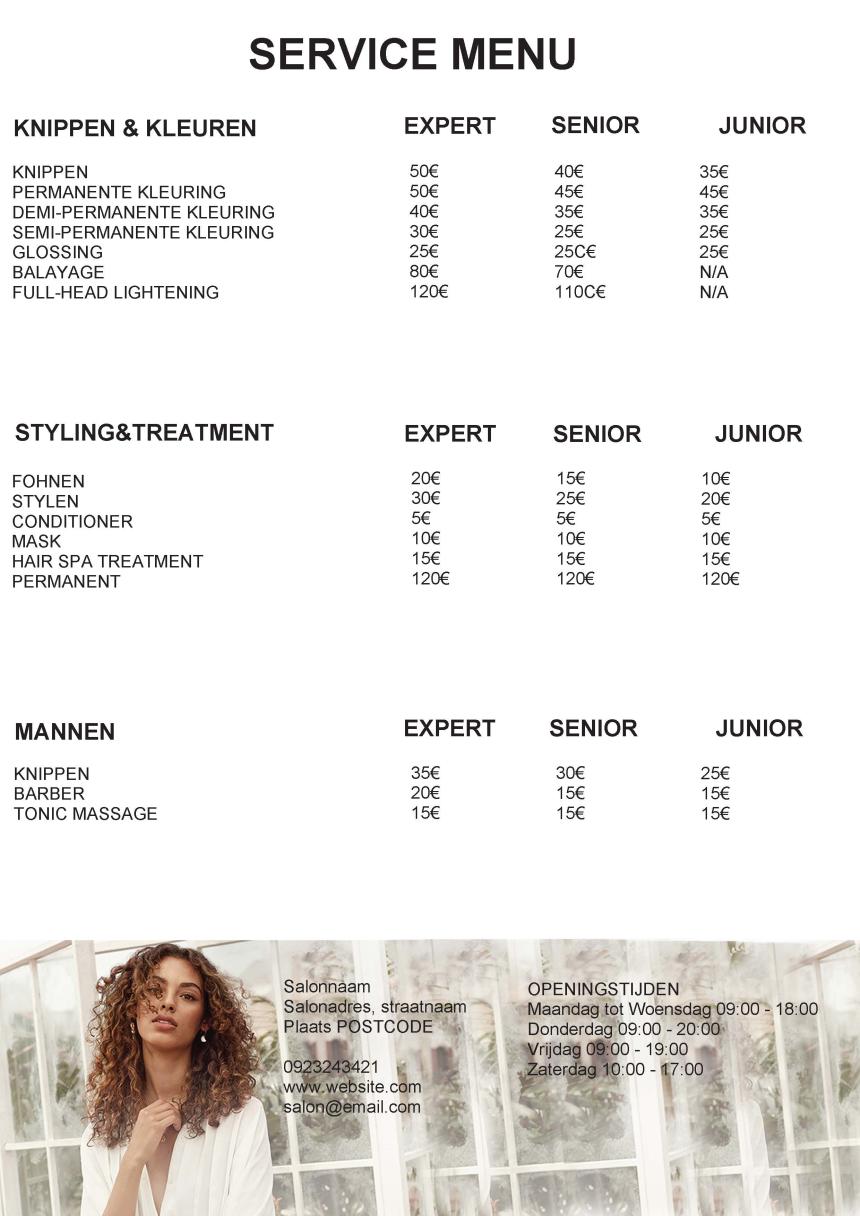 Nutricurls Price list tiers