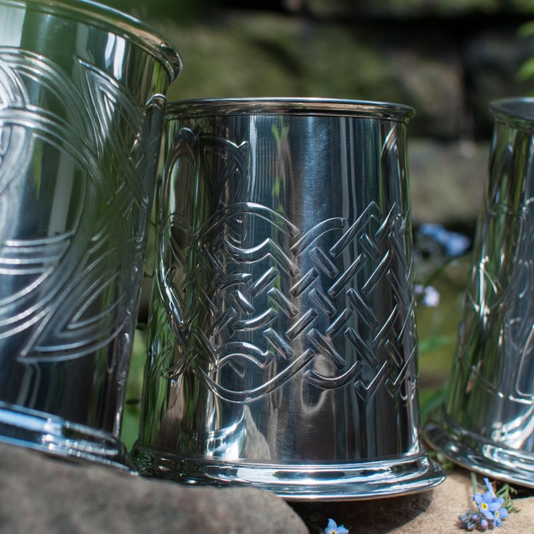 Islay Celtic Embossed One Pint Pewter Tankard Islay Celtic Embossed One Pint Pewter Tankard