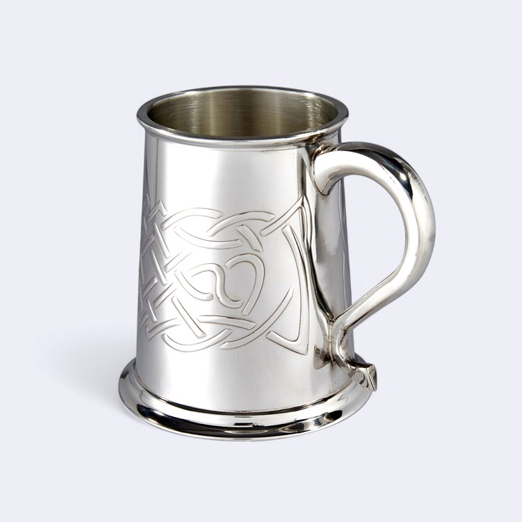 Islay Celtic Embossed One Pint Pewter Tankard Islay Celtic Embossed One Pint Pewter Tankard