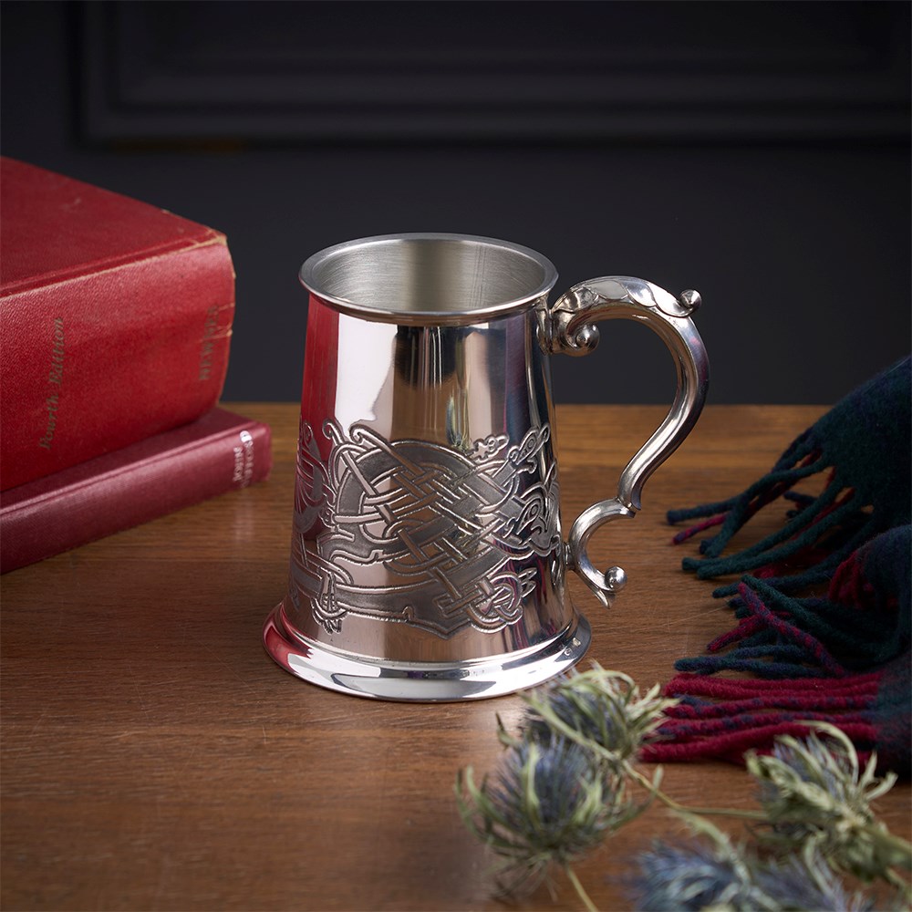 Celtic Birds Pewter Tankard