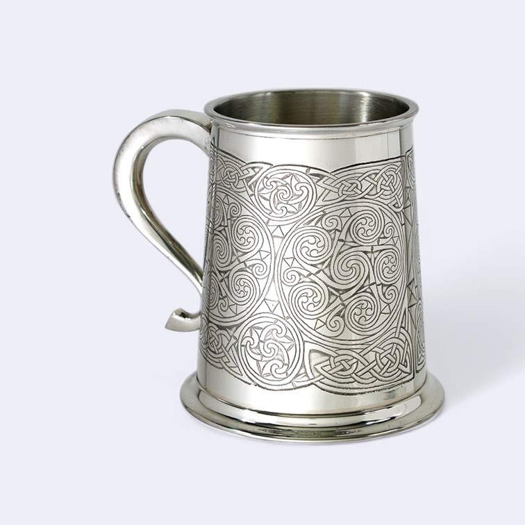 Celtic Spirals One Pint Pewter Tankard Celtic Spirals One Pint Pewter Tankard