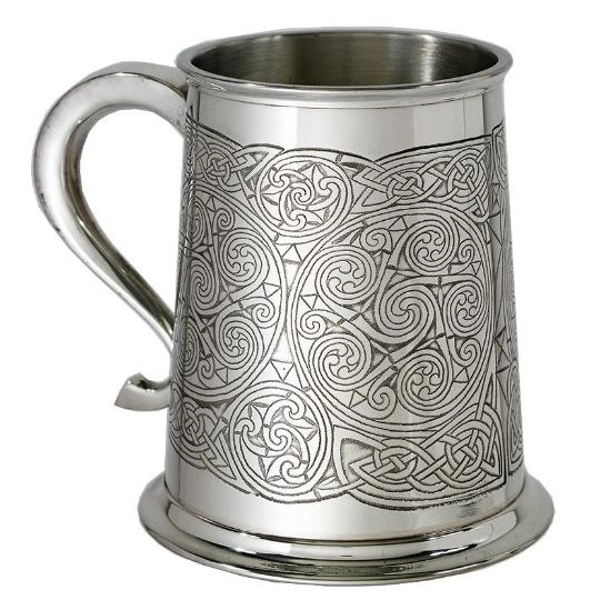 Celtic Spirals One Pint Pewter Tankard Celtic Spirals One Pint Pewter Tankard