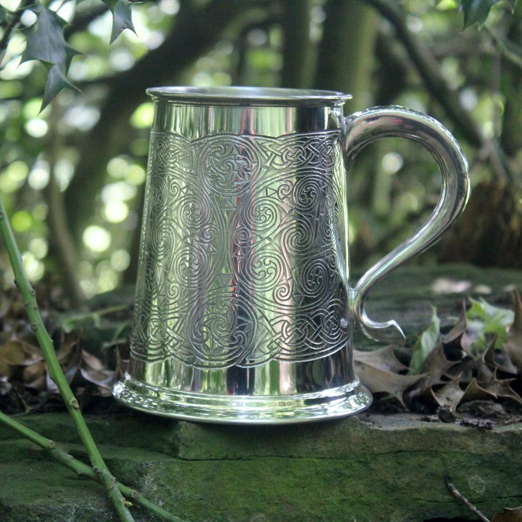 Celtic Spirals One Pint Pewter Tankard Celtic Spirals One Pint Pewter Tankard