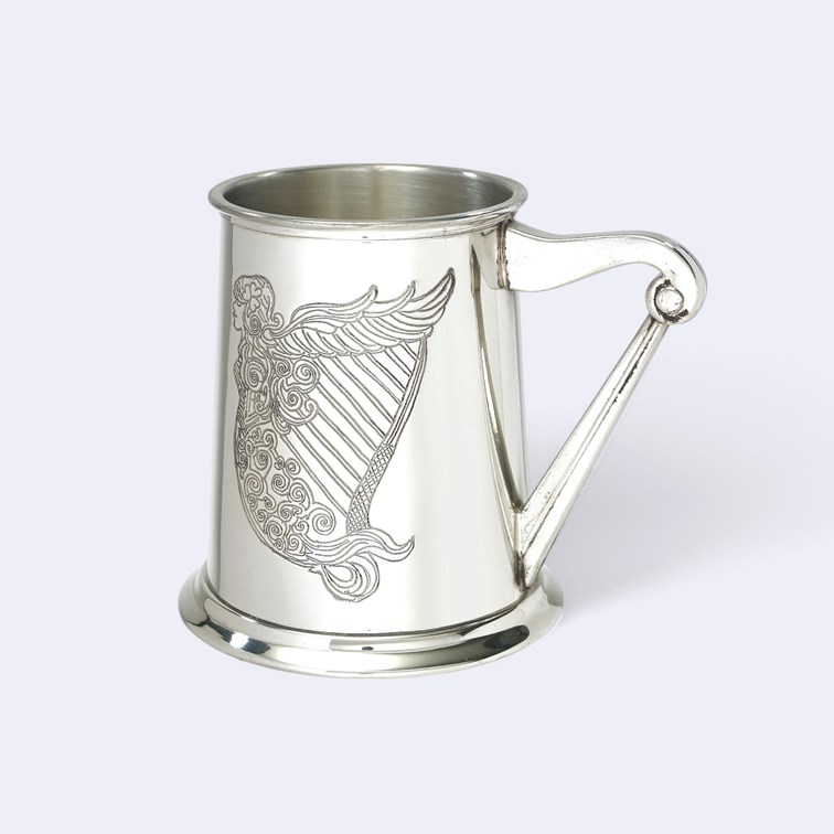Irish Harp One Pint Pewter Tankard Irish Harp One Pint Pewter Tankard