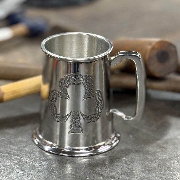 Shamrock One Pint Pewter Tankard Shamrock One Pint Pewter Tankard