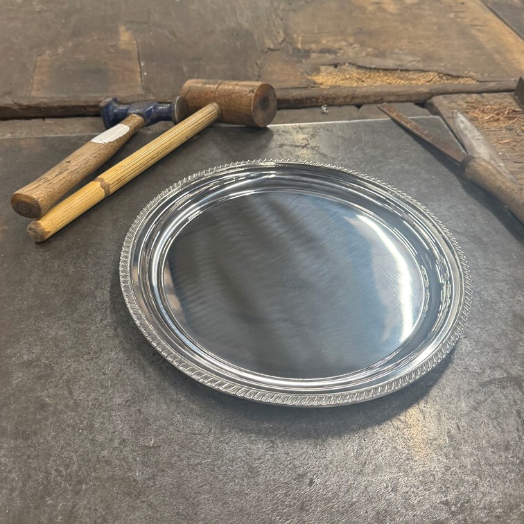 Large Gadroon Rim Pewter Tray Large Gadroon Rim Pewter Tray