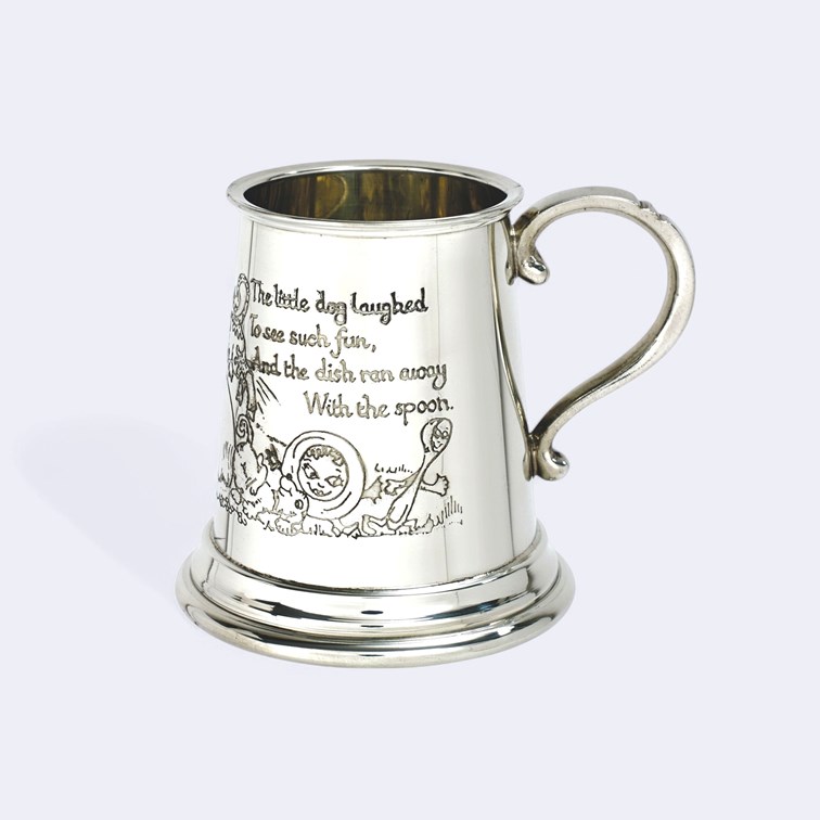 Cow Over The Moon Pewter Quarter Pint Baby Mug Cow Over The Moon Pewter Quarter Pint Baby Mug