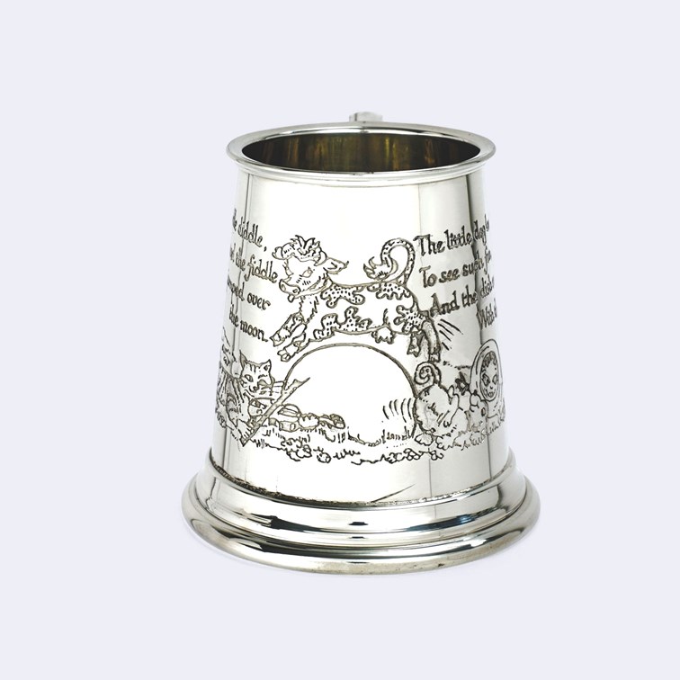 Cow Over The Moon Pewter Quarter Pint Baby Mug Cow Over The Moon Pewter Quarter Pint Baby Mug