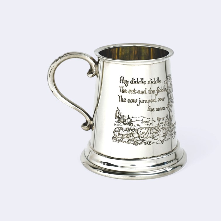 Cow Over The Moon Pewter Quarter Pint Baby Mug Cow Over The Moon Pewter Quarter Pint Baby Mug