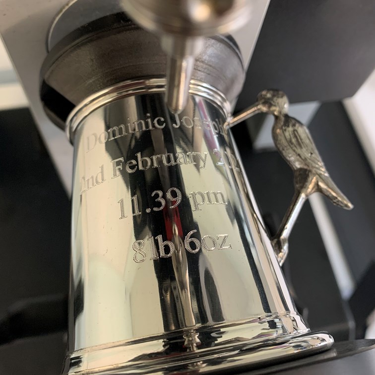 Stork Handle Pewter Quarter Pint Baby Mug