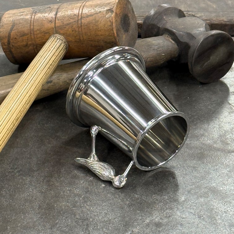 Stork Handle Pewter Quarter Pint Baby Mug Stork Handle Pewter Quarter Pint Baby Mug