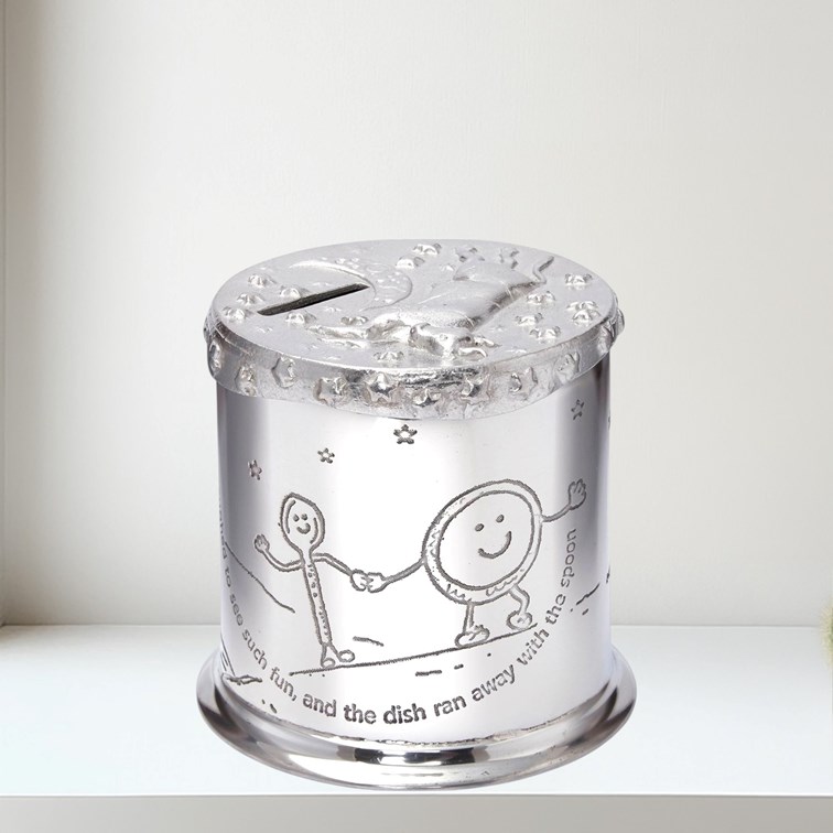 Cow Over The Moon Pewter Money Box Cow Over The Moon Pewter Money Box