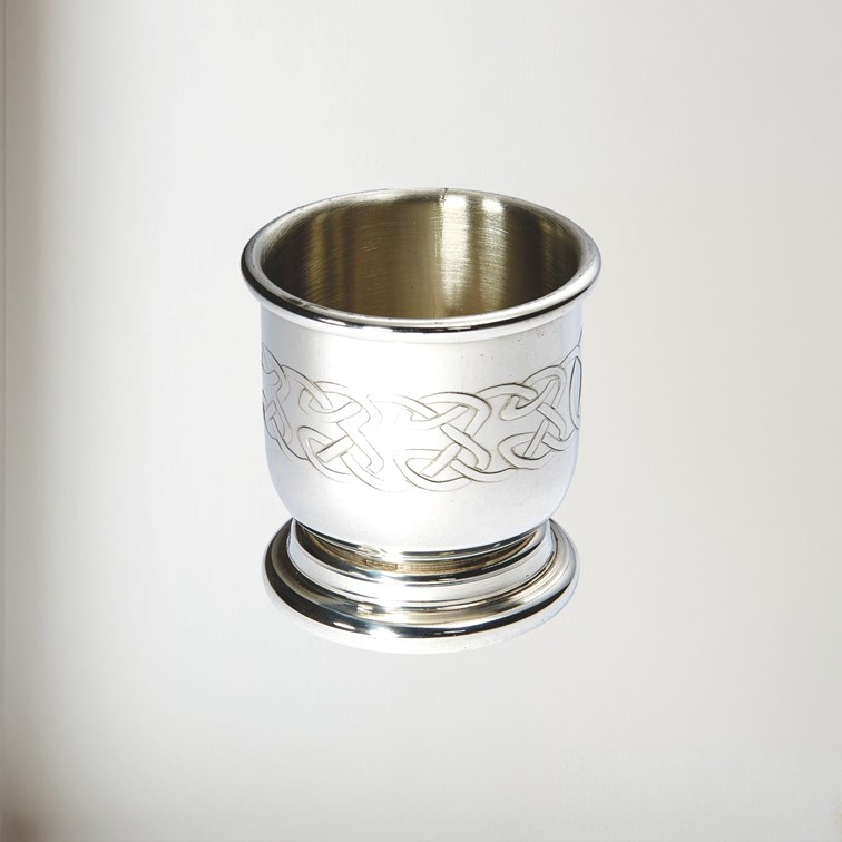 Embossed Celtic Pewter Egg Cup And Spoon Embossed Celtic Pewter Egg Cup And Spoon