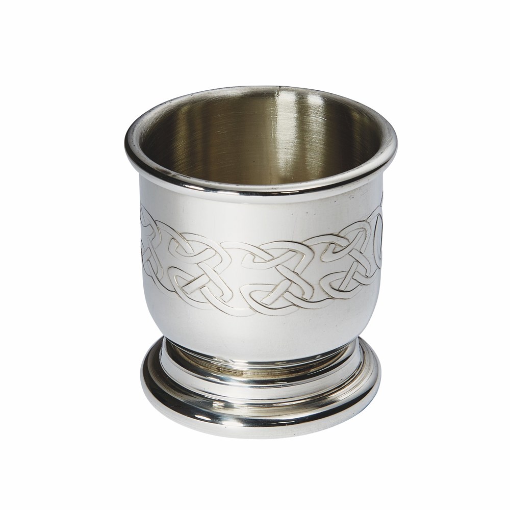 Embossed Celtic Pewter Egg Cup And Spoon Embossed Celtic Pewter Egg Cup And Spoon