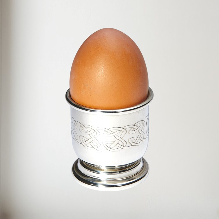 Embossed Celtic Pewter Egg Cup And Spoon Embossed Celtic Pewter Egg Cup And Spoon