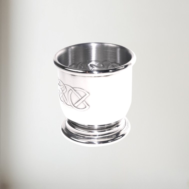 Embossed Celtic Pewter Egg Cup And Spoon