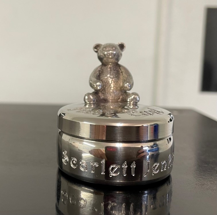 First Curl Teddy Pewter Trinket Box First Curl Teddy Pewter Trinket Box