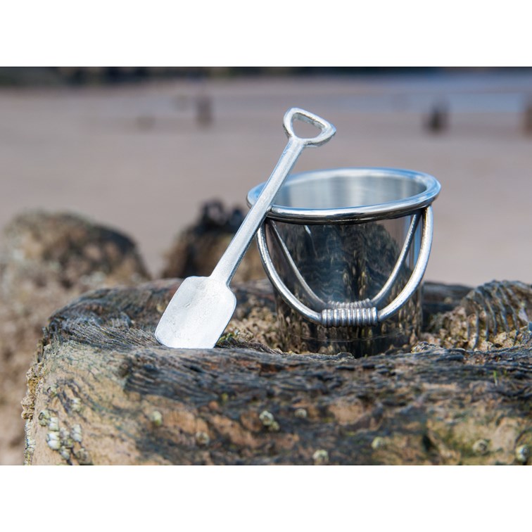 Bucket And Spade Pewter Egg Cup & Spoon Bucket And Spade Pewter Egg Cup & Spoon