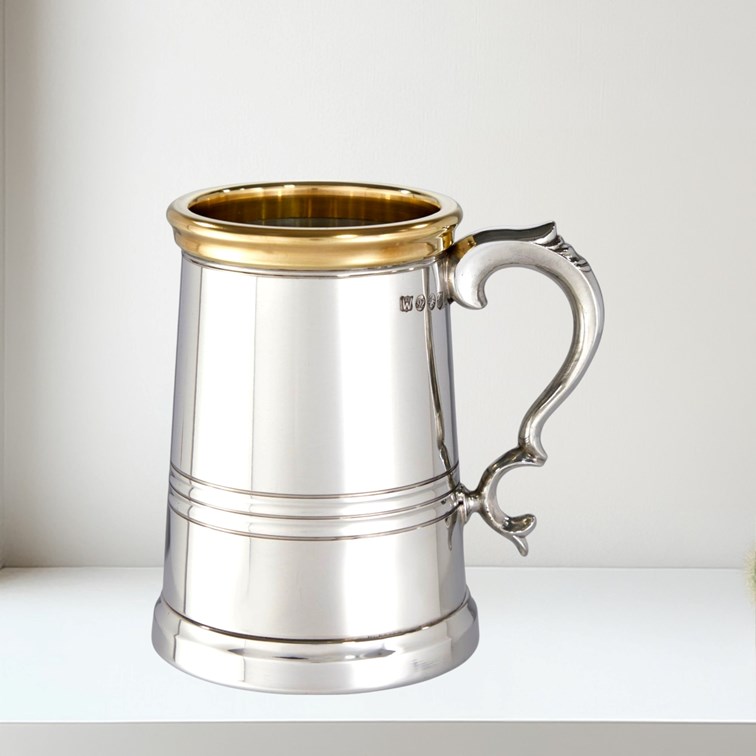 One Pint X Range Pewter And Brass Worcester Tankard 419X Brass Worcester beer tankard