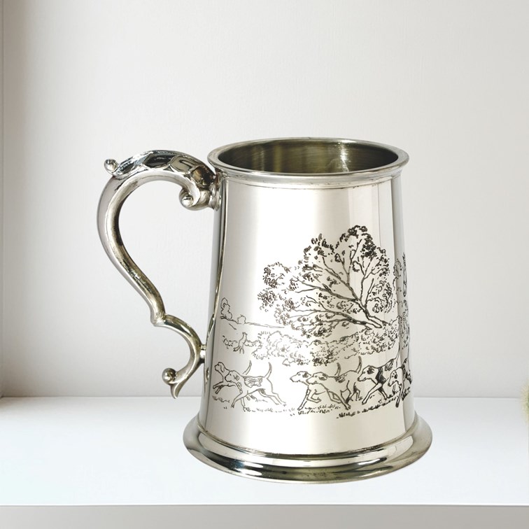 Hunting Scene One Pint Pewter Tankard Hunting Scene One Pint Pewter Tankard