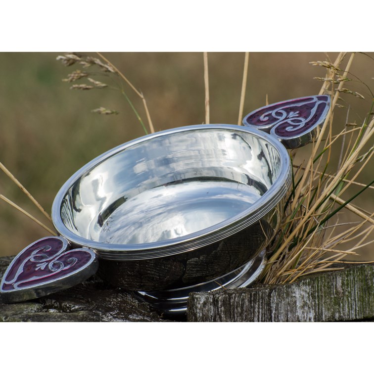 Large Red Heart Of The Highlands Pewter Quaich
